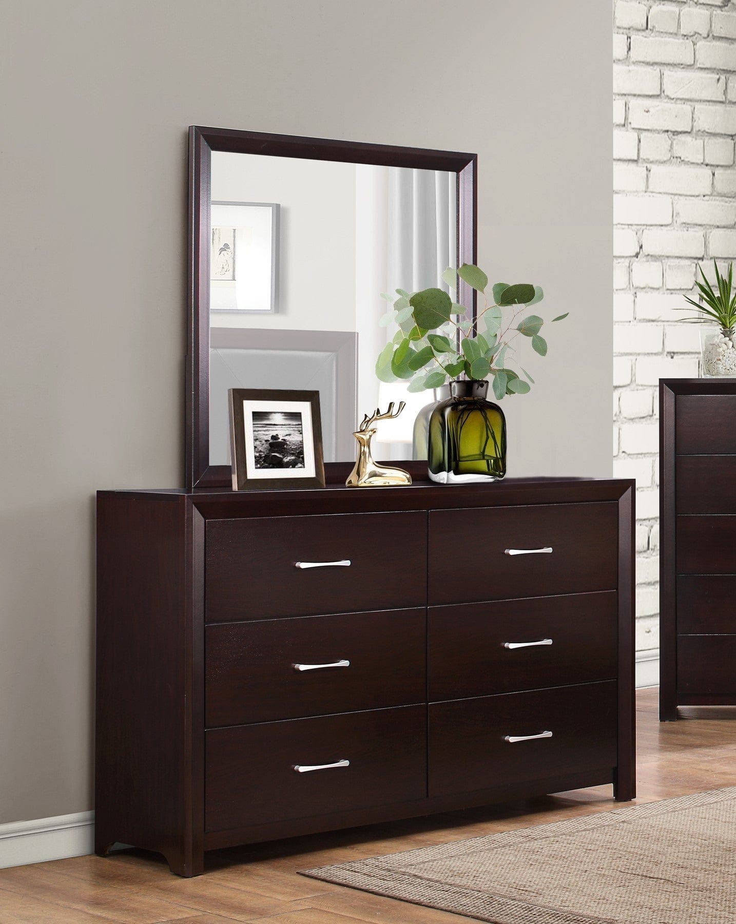 Benzara 6 Drawer Wooden Dresser With Metal Handle Espresso Brown Benzara 6 Drawer Wooden Dresser With Metal Handle Espresso Brown