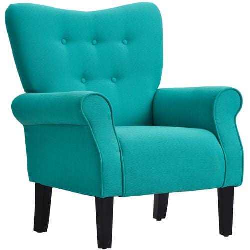 Modern Wing Back Accent Chair Roll Arm Living Room Cushion with Wooden Legs