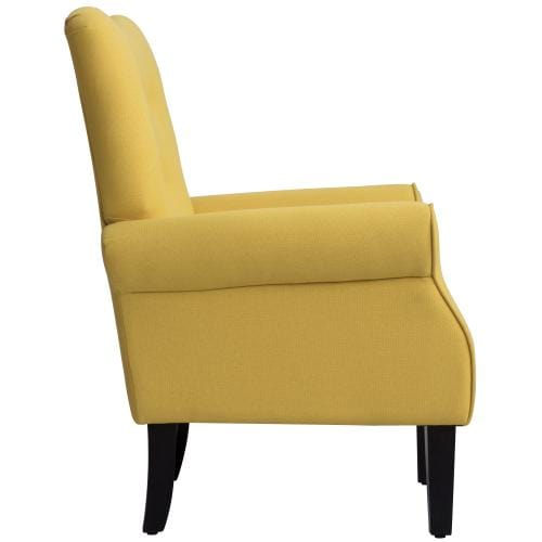 Modern Wing Back Accent Chair Roll Arm Living Room Cushion with Wooden Legs