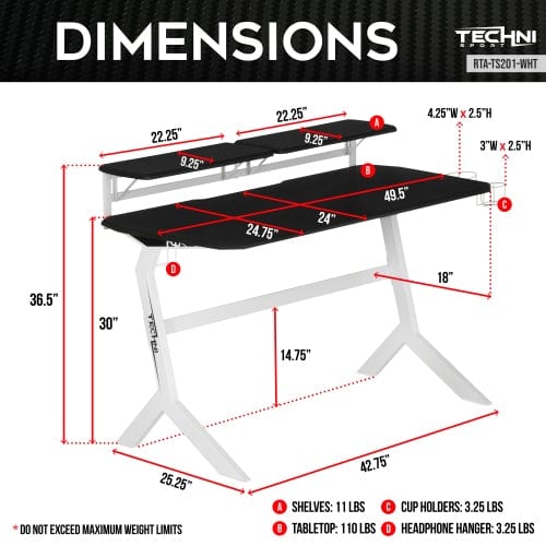 Techni Sport Blue Stryker Gaming Desk