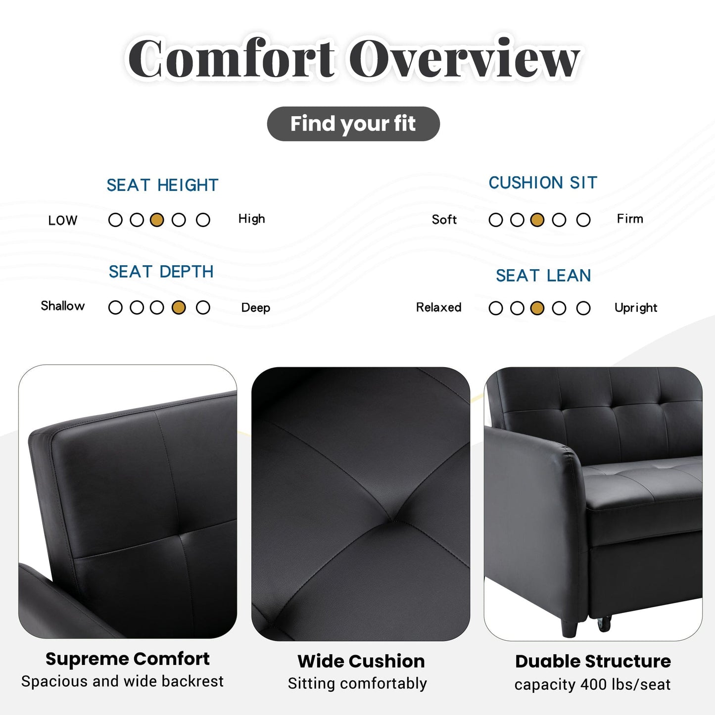 Orisfur. 51" Convertible Sleeper Bed, Adjustable Oversized Armchair with Dual USB Ports for Small Space