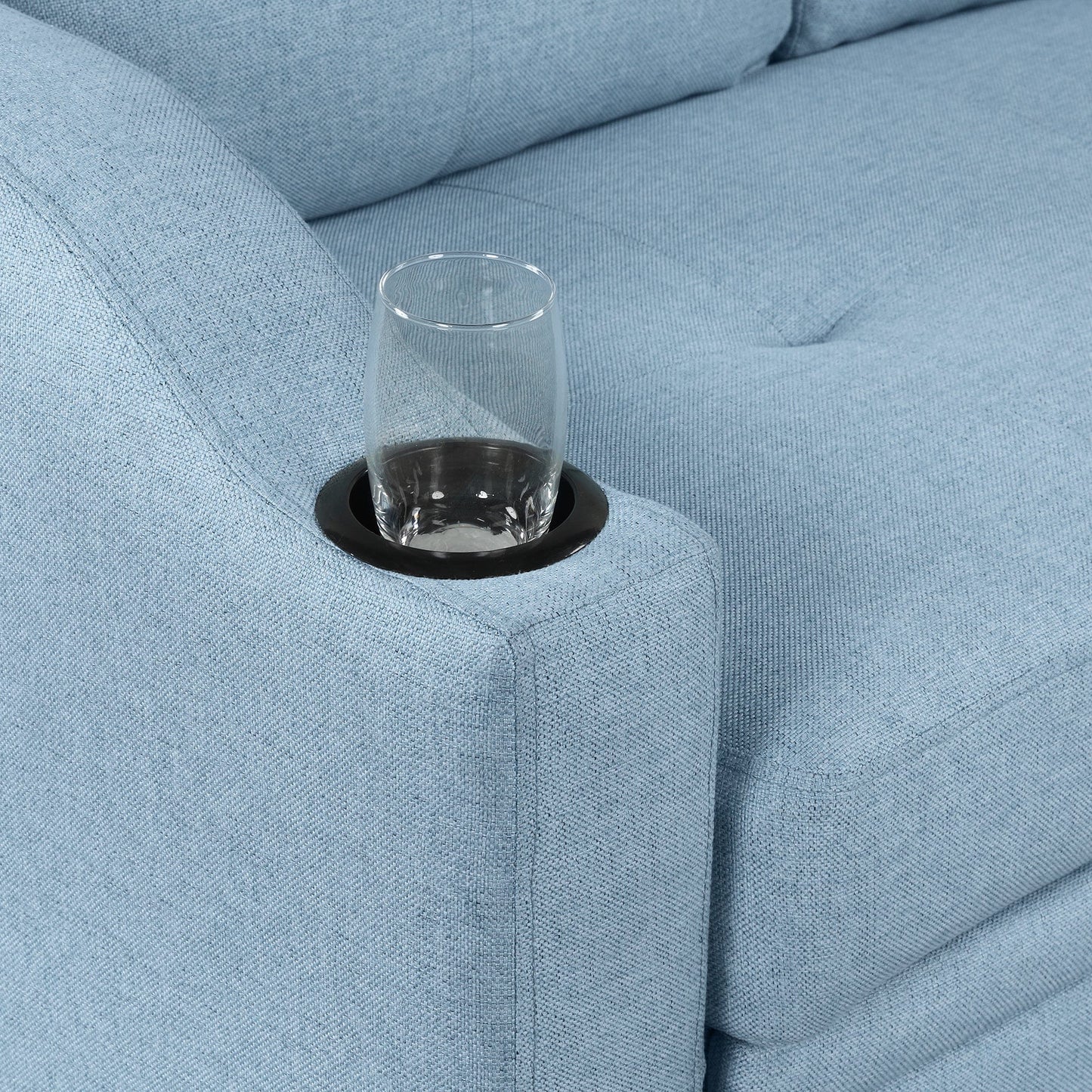 80.3" Orisfur. Pull Out Sofa Bed Modern Padded Upholstered Sofa Bed , Linen Fabric 3 Seater Couch with Storage Chaise and Cup Holder , Small Couch for Small Spaces