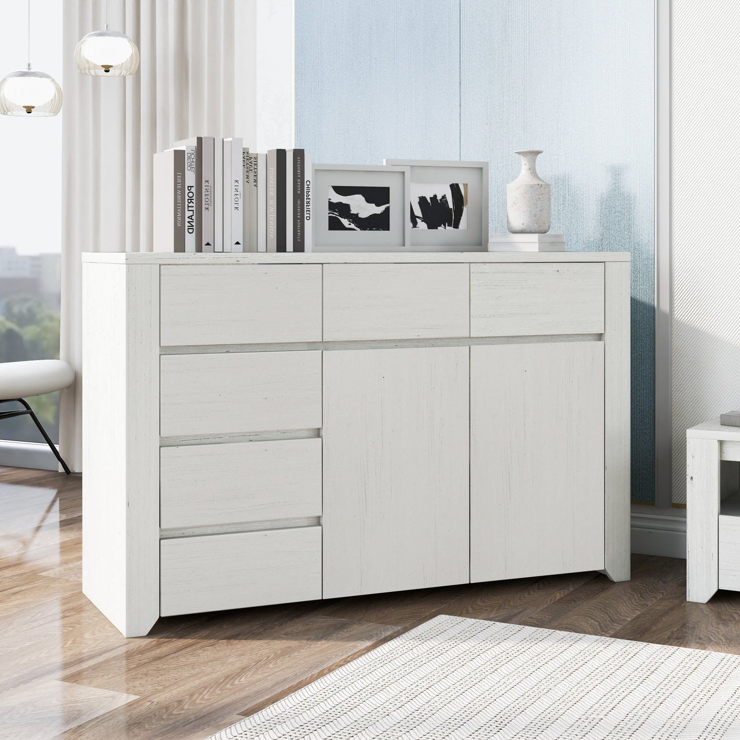3 Pieces Cream Simple Style Manufacture Wood Bedroom Sets with Twin bed, Nightstand and Dresser