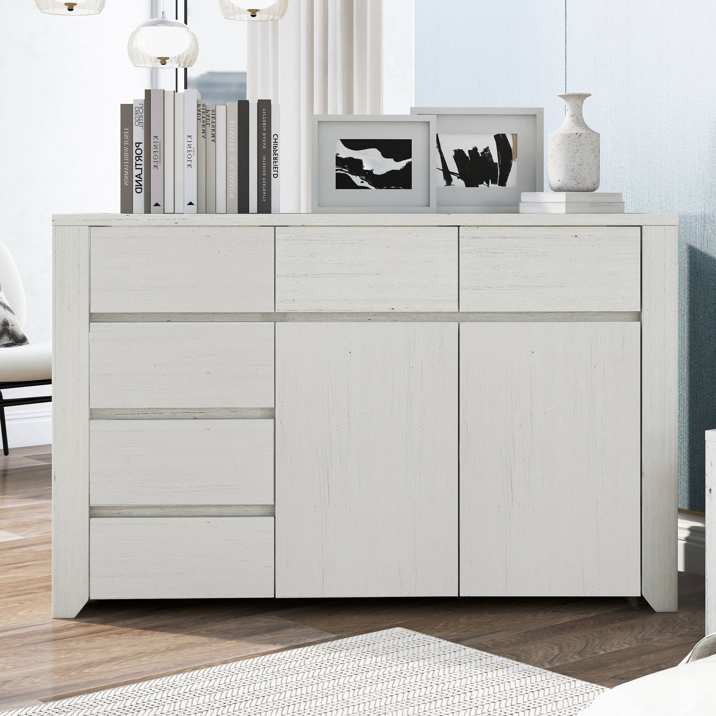 3 Pieces Cream Simple Style Manufacture Wood Bedroom Sets with Twin bed, Nightstand and Dresser