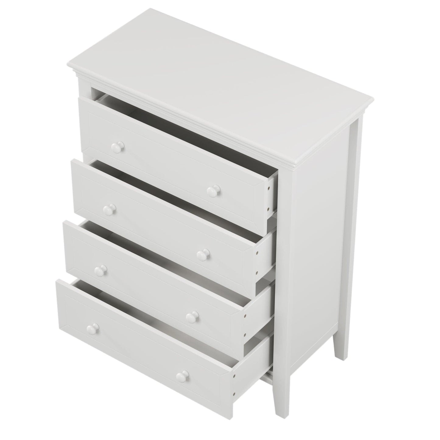 Three Pieces Traditional Concise Style White Bedroom Sets, Nightstand+ Chest+ King Bed