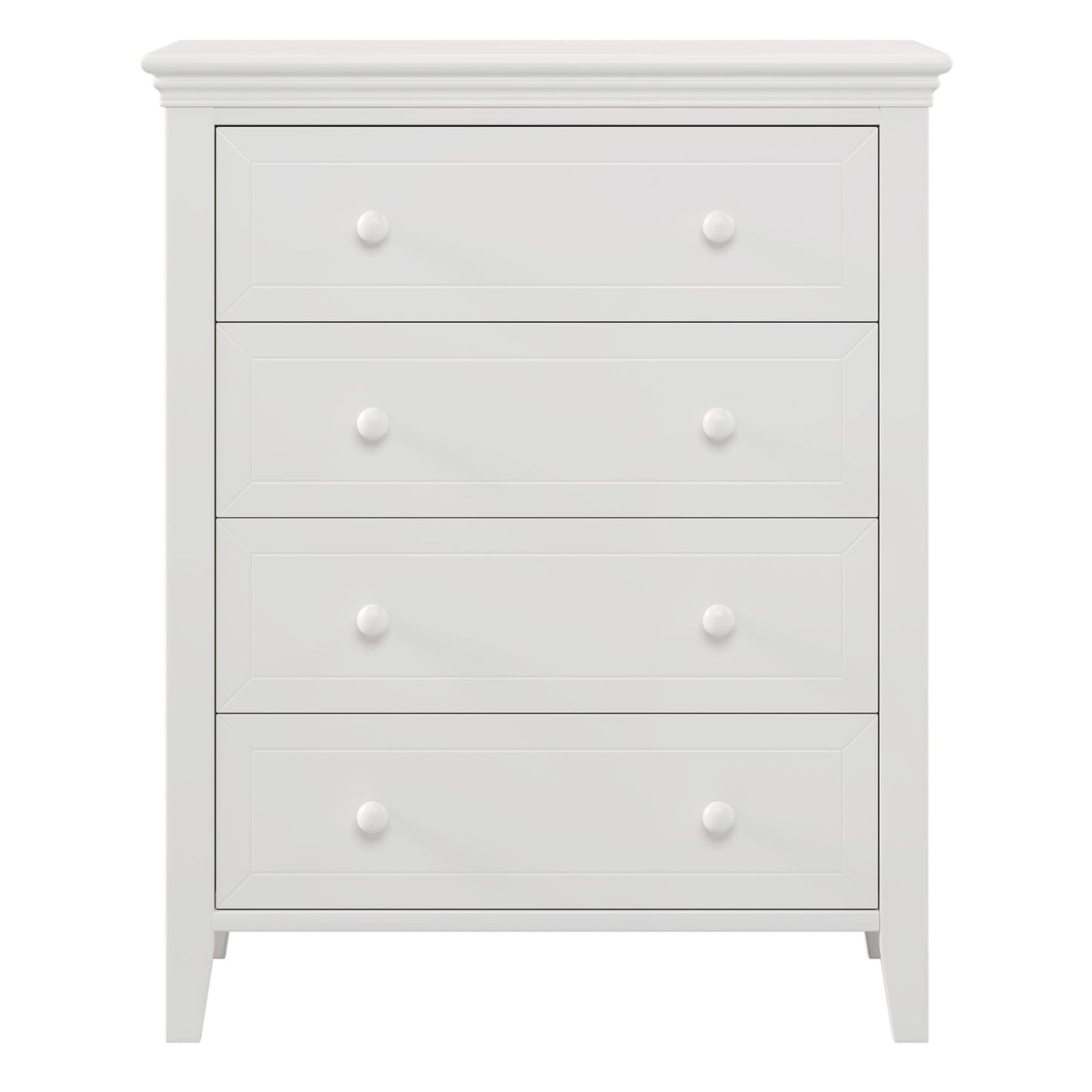 Three Pieces Traditional Concise Style White Bedroom Sets, Nightstand+ Chest+ King Bed
