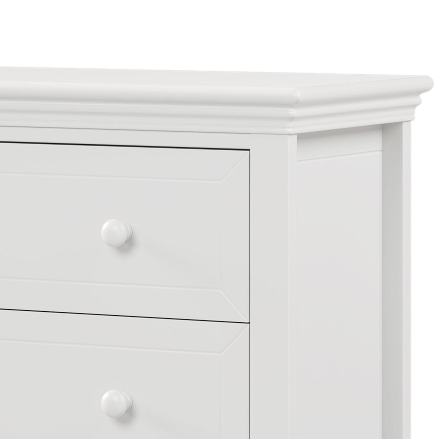 Three Pieces Traditional Concise Style White Bedroom Sets, Nightstand+ Chest+ King Bed