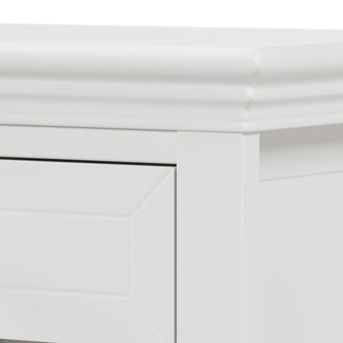 Three Pieces Traditional Concise Style White Bedroom Sets, Nightstand+ Chest+ King Bed