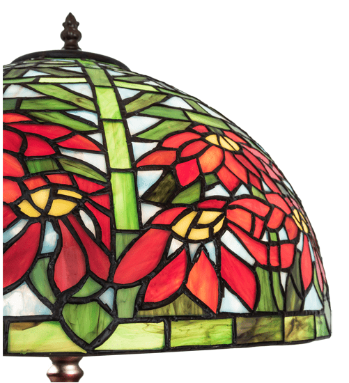 25" High Tiffany Poinsettia W/Lighted Base Table Lamp - Custom Made