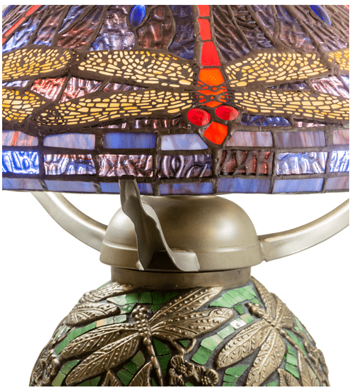 16" High Tiffany Hanginghead Dragonfly Cone Table Lamp