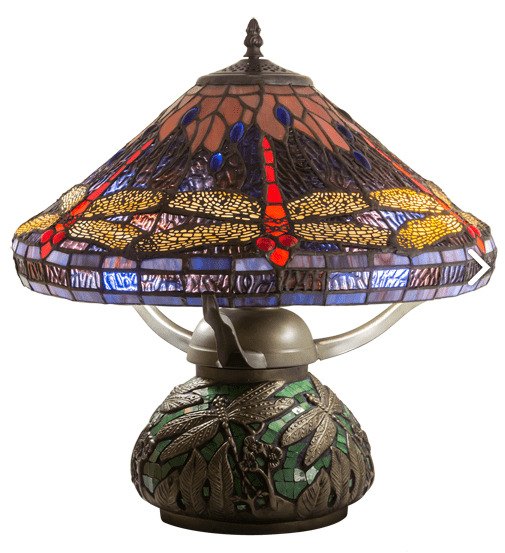 16" High Tiffany Hanginghead Dragonfly Cone Table Lamp