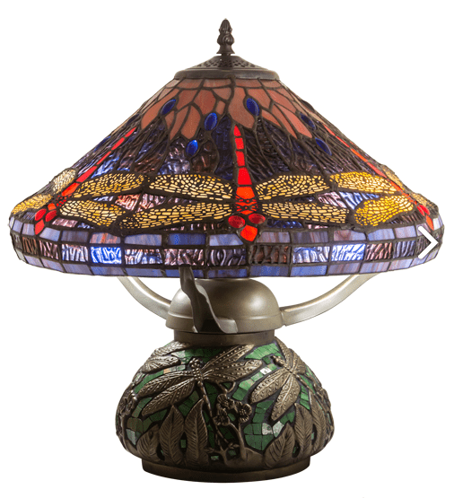 16" High Tiffany Hanginghead Dragonfly Cone Table Lamp