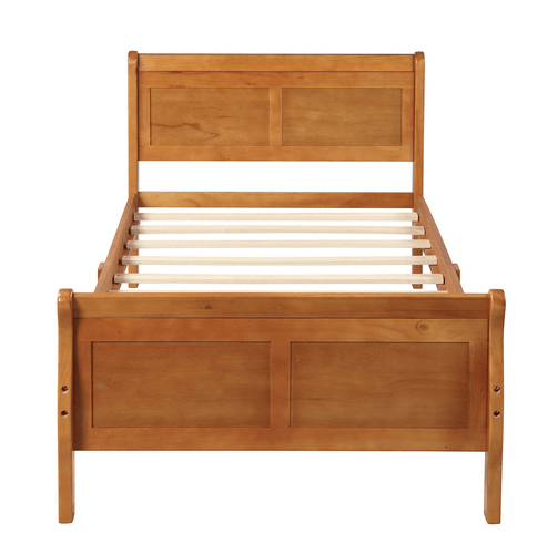 Wood Sleigh Bed with Headboard/Footboard/Wood Slat Support