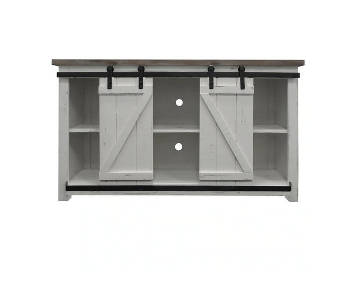 Wooden Media Console with Barn Style Sliding Door