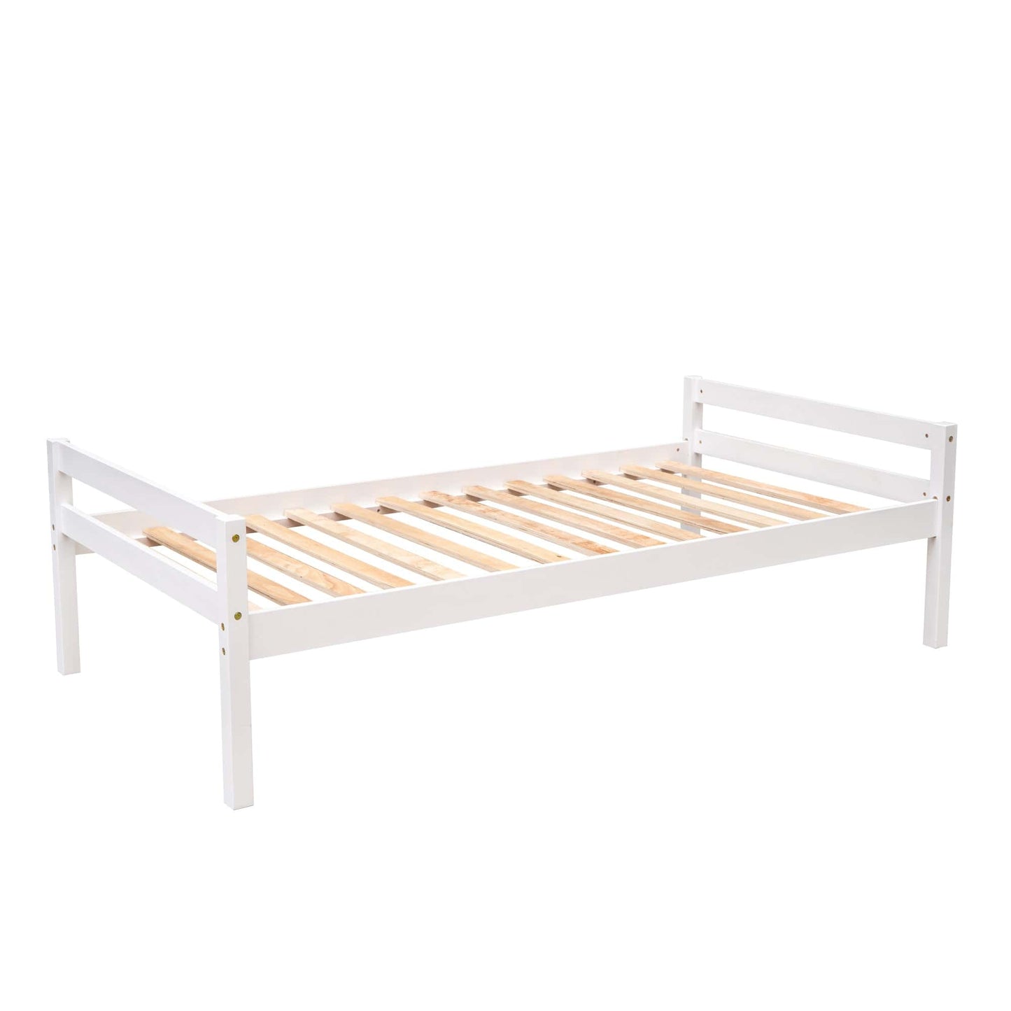 White, Twin Size Loft Bed with a Stand-alone Bed, Storage Staircase, Desk, Shelves and Drawers