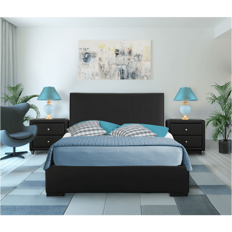 Dumfries Upholstered Platform 3 Piece Bedroom Set - Queen Size