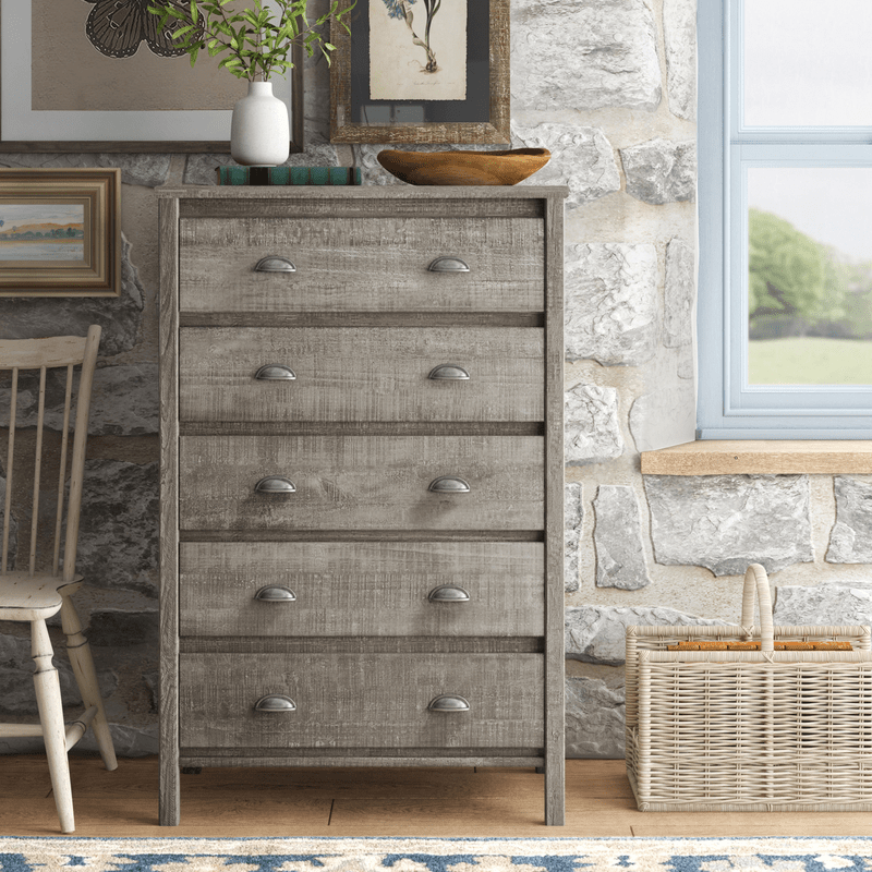 Mannion 5 Drawer 33" W Solid Wood Chest
