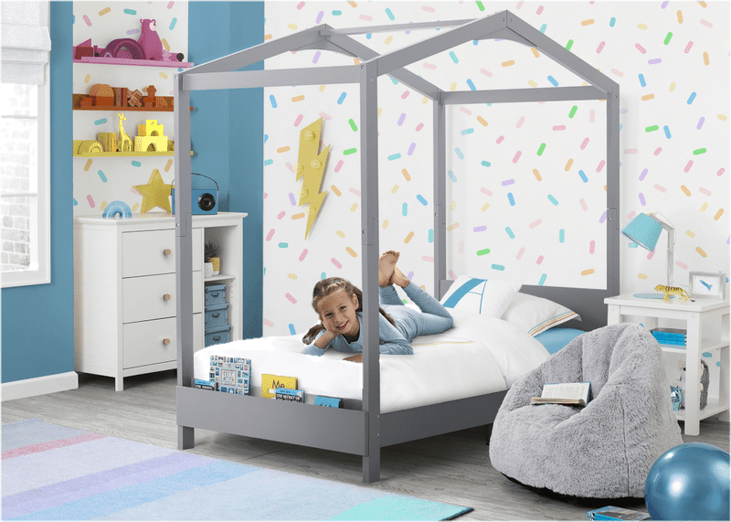 Twin Solid Wood Platform Standard Bed with Shelves by Delta Children