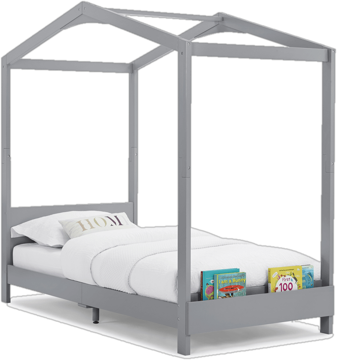 Twin Solid Wood Platform Standard Bed with Shelves by Delta Children