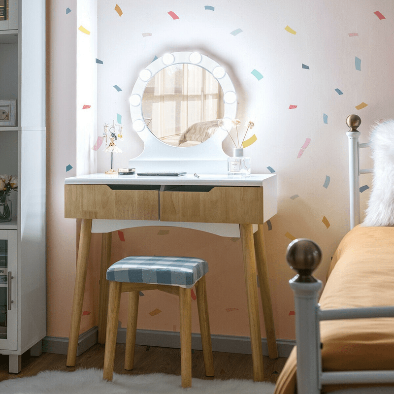 Cyrilmagnin Makeup Vanity Set with Stool and Mirror