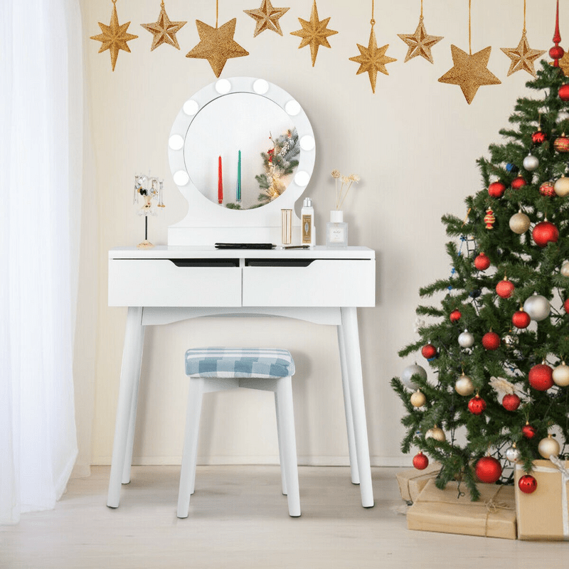 Cyrilmagnin Makeup Vanity Set with Stool and Mirror