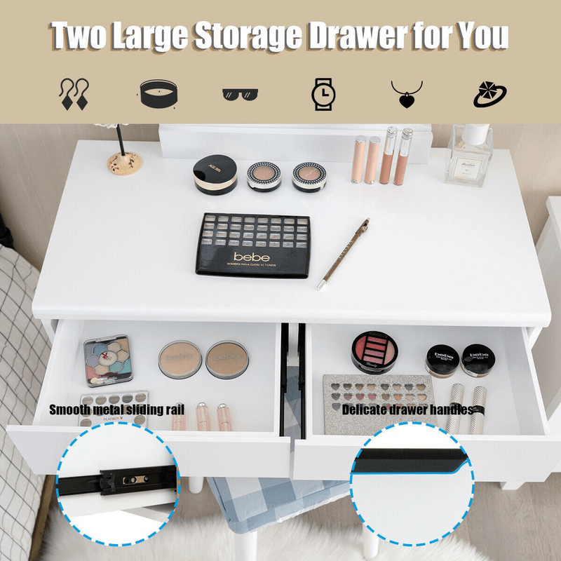 Cyrilmagnin Makeup Vanity Set with Stool and Mirror