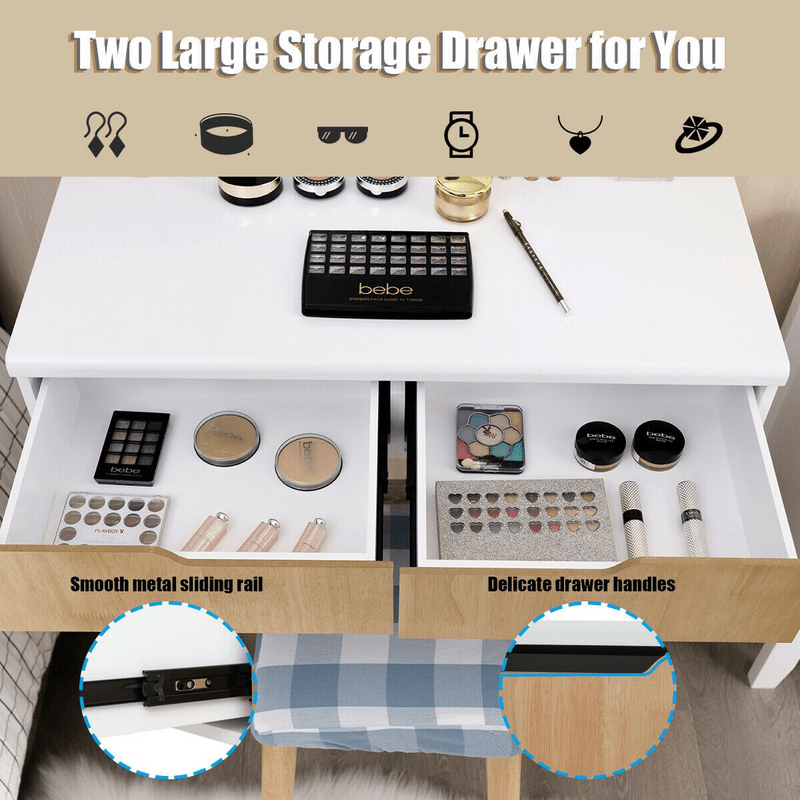Cyrilmagnin Makeup Vanity Set with Stool and Mirror