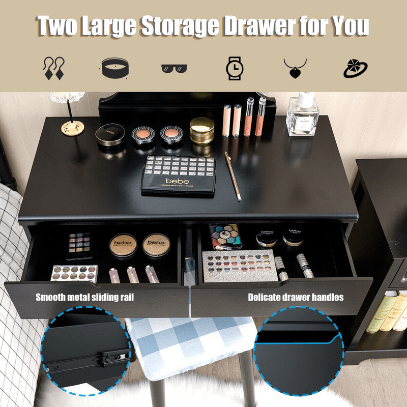 Cyrilmagnin Makeup Vanity Set with Stool and Mirror