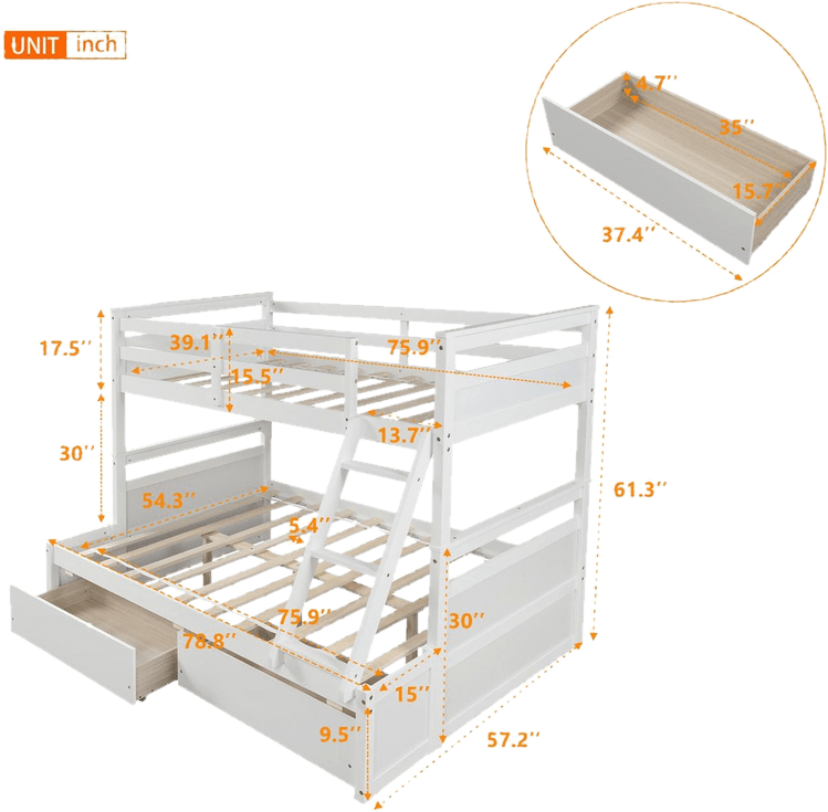Mahurin Twin Over Full 2 Drawer Solid Wood Standard Bunk Bed by Mack & Milo™