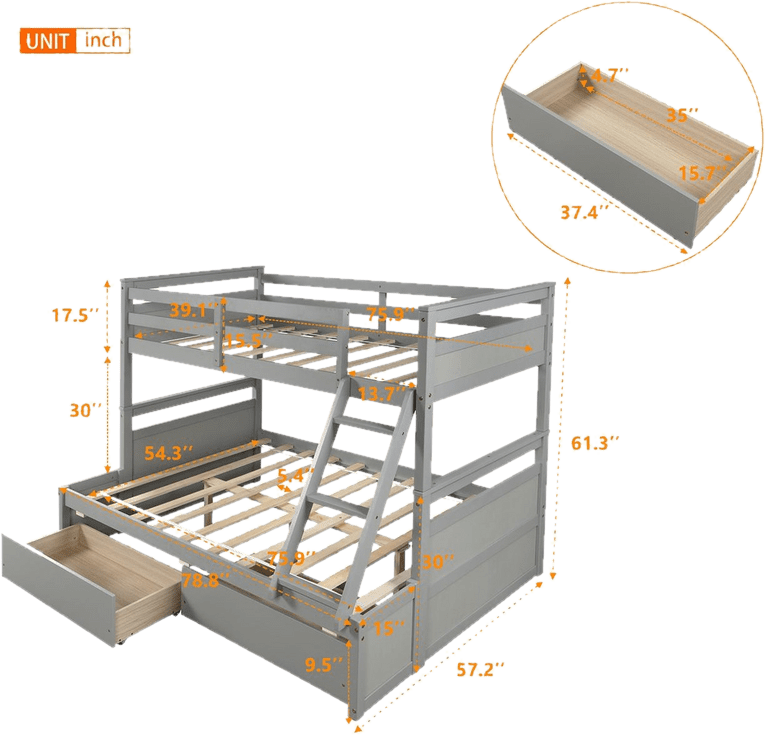 Mahurin Twin Over Full 2 Drawer Solid Wood Standard Bunk Bed by Mack & Milo™