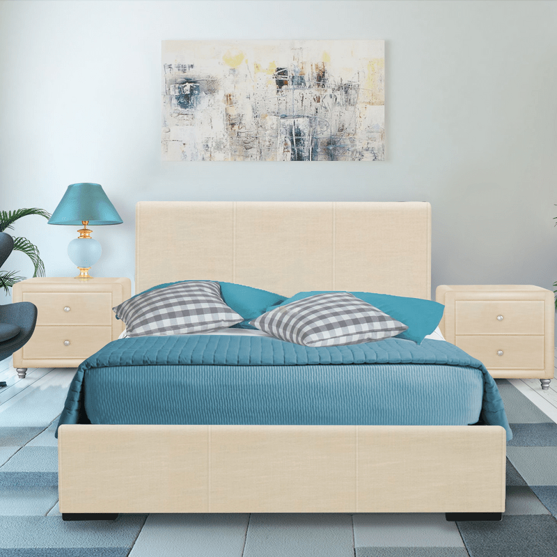 Dumfries Upholstered Platform 3 Piece Bedroom Set - Queen Size