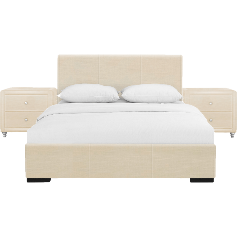 Dumfries Upholstered Platform 3 Piece Bedroom Set - Queen Size