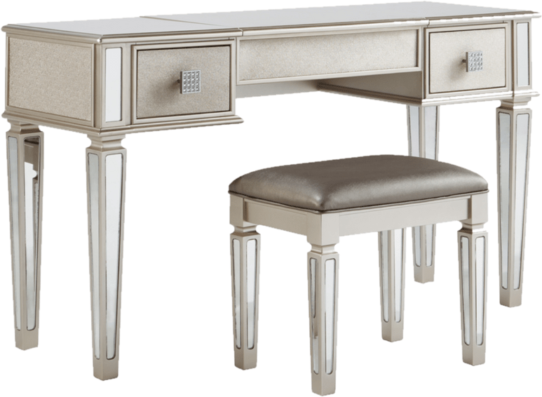 Lonnix Vanity Set with Stool and Mirror