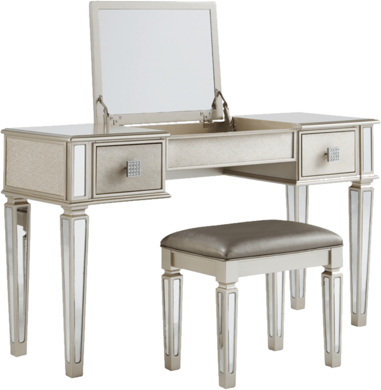 Lonnix Vanity Set with Stool and Mirror