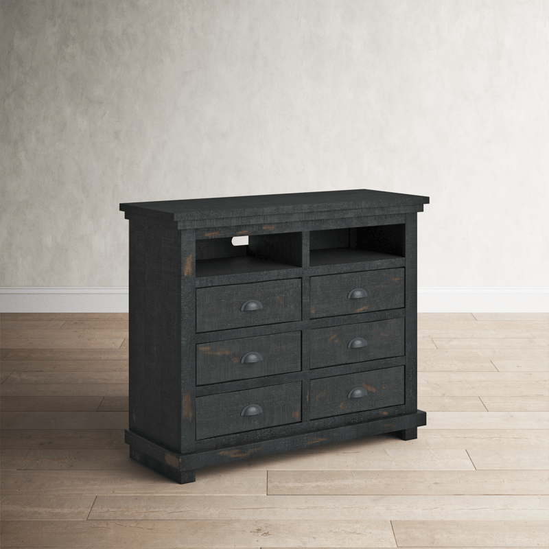 Lockridge 6 Drawer 48" W Solid Wood Media Double Dresser