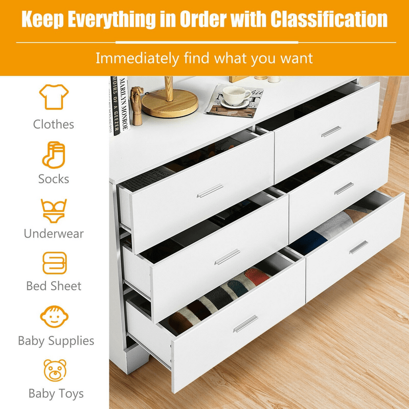 6 Drawer 51" W Double Dresser