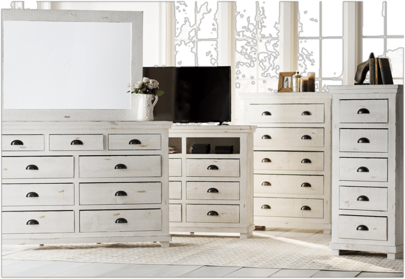 Lockridge 6 Drawer 48" W Solid Wood Media Double Dresser