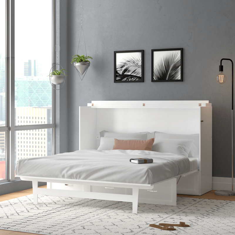 Kimsey Solid Wood Storage Murphy Bed with Mattress