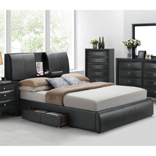 ACME Kofi Eastern King Bed in Black PU 21266EK