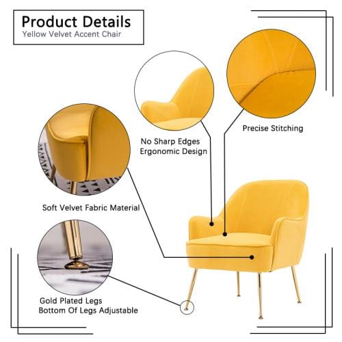 Modern Soft Velvet Ergonomic Accent Chair For Living/Bedroom