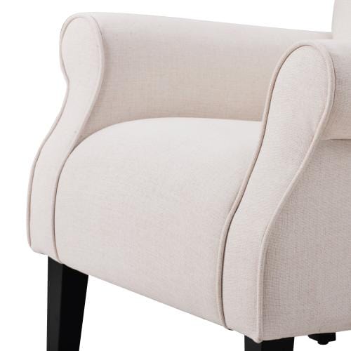 Modern Wing Back Accent Chair Roll Arm Living Room Cushion with Wooden Legs