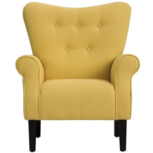 Modern Wing Back Accent Chair Roll Arm Living Room Cushion with Wooden Legs
