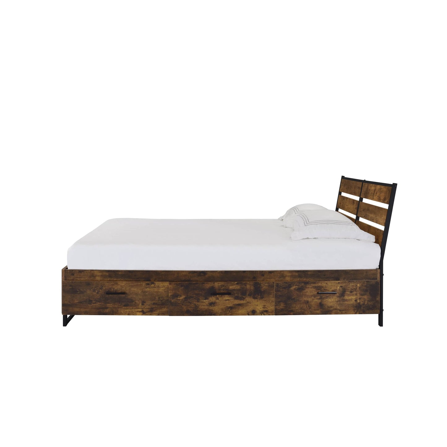 ACME Juvanth Queen Bed W/Storage in Rustic Oak & Black Finish 24260Q