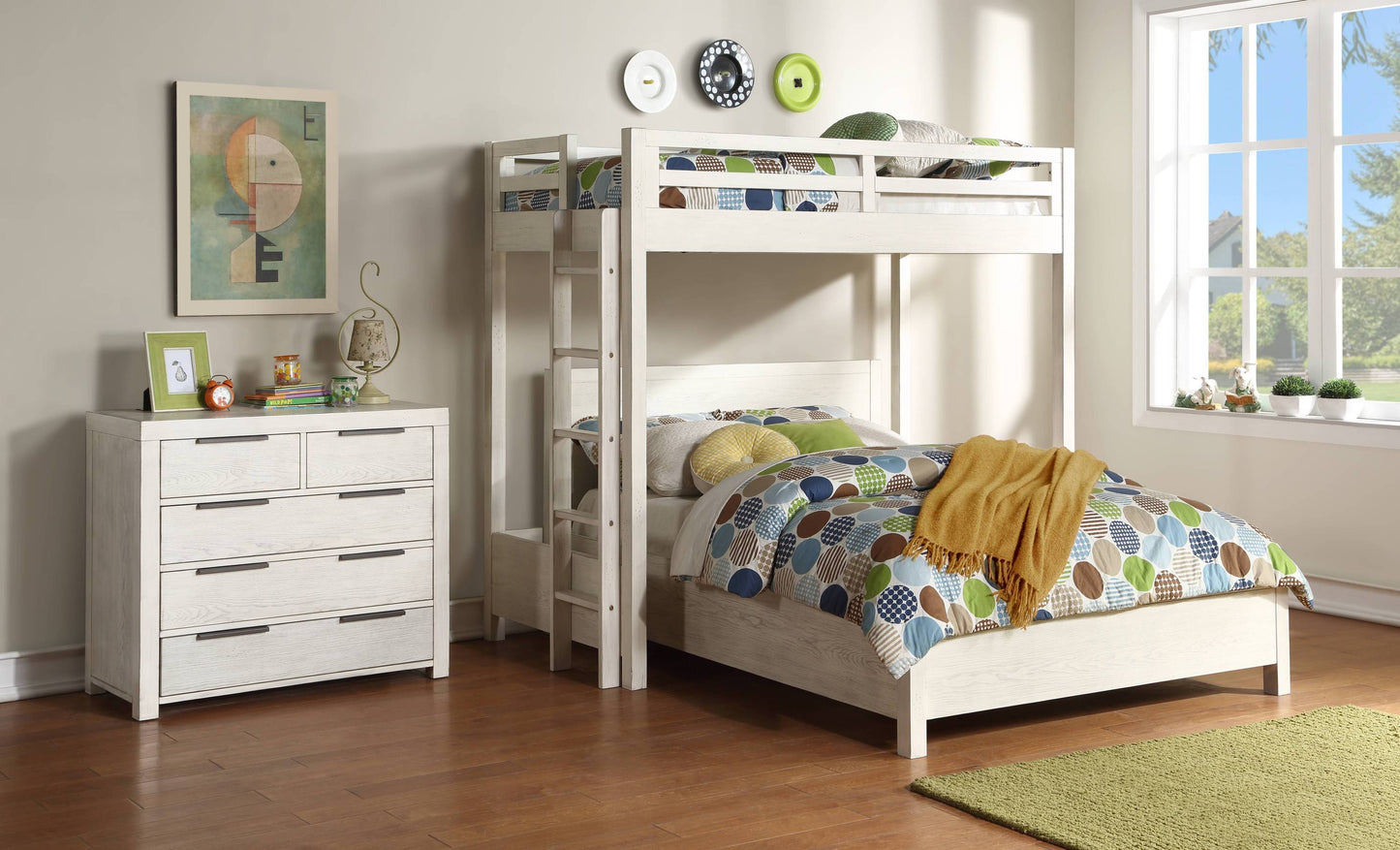 ACME Celerina Twin Loft Bed in Weathered White Finish BD00616