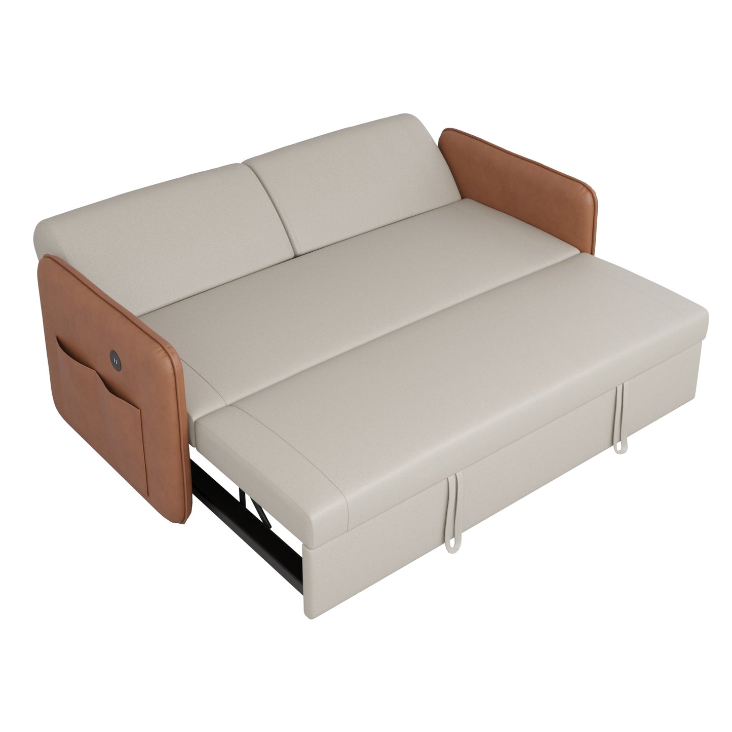 Modern American sofa bed-with USB- beige brown