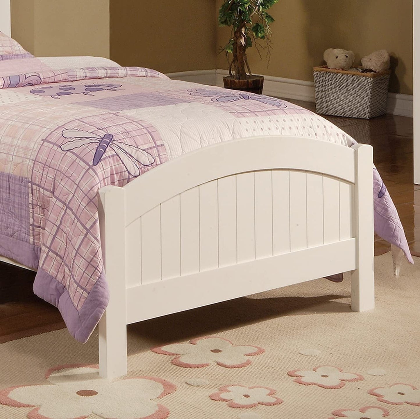 White Color Twin Size Bed Nightstand And Chest 3pc Set Bedroom Furniture Wooden Transitional Style Headboard