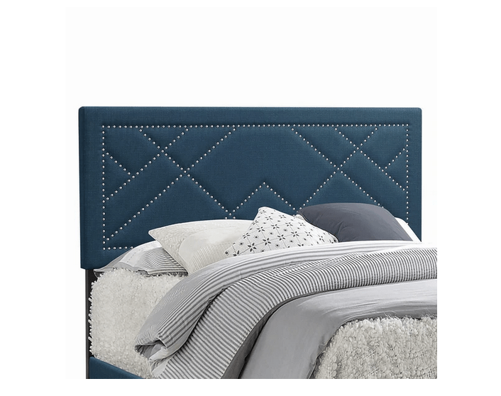 Padded Queen Panel Bed with Nailhead Trim