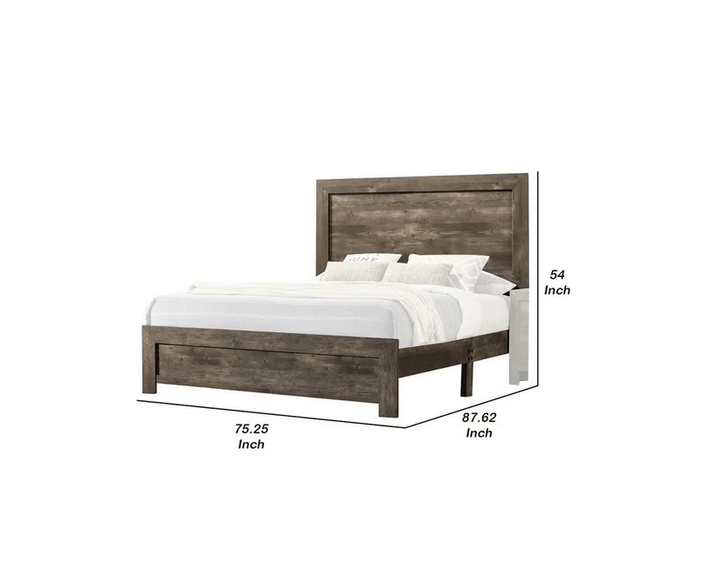 Farmhouse Style Wooden California King Bed with Panel Design