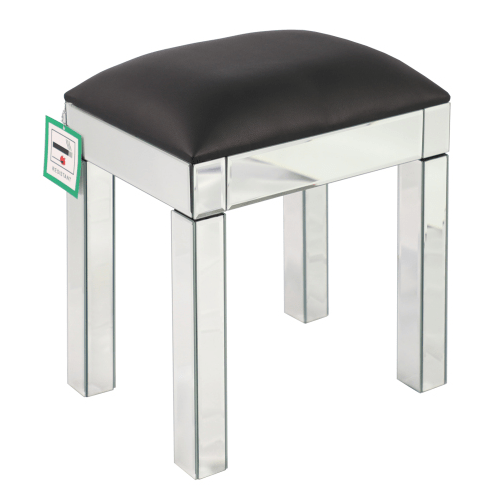 Mirrored Vanity Stool Makeup Bench with Pu Leather