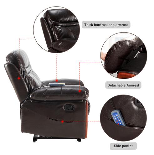 Massage Recliner PU Leather Sofa Chair with Heating and Massage Vibrating Function